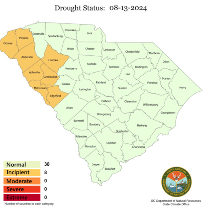 Much of SC lifted out of drought by summer rain, Tropical Storm Debby